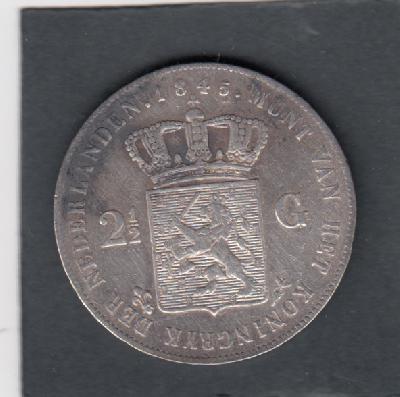 Beschrijving: 2 1/2 Gulden WILLEM II Lelie